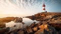 Majestic Lighthouse on Rocky Coastline