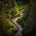 Serpentine River Through Lush Forest