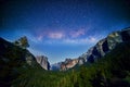 Stunning milky way night over Yosemite Valley view in California Royalty Free Stock Photo