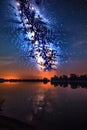 a stunning milky way panorama in a clear night sky