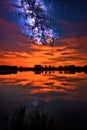 a stunning milky way panorama in a clear night sky