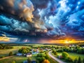 Stunning Miniature Summer Storm Cloudscape A TiltShift Perspective on Dramatic Weather Royalty Free Stock Photo