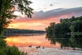 Stunning Minnesota Lake Sunset with Vibrant Colors Royalty Free Stock Photo