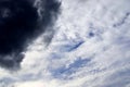 Stunning mixed cloud formation panorama on a deep blue summer sky Royalty Free Stock Photo