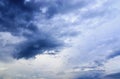 Stunning mixed cloud formation panorama on a deep blue summer sky Royalty Free Stock Photo