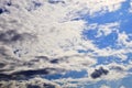 Stunning mixed cloud formation panorama on a deep blue summer sky Royalty Free Stock Photo