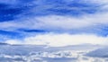 Stunning mixed cloud formation panorama on a deep blue summer sky Royalty Free Stock Photo