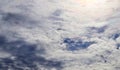 Stunning mixed cloud formation panorama on a deep blue summer sky Royalty Free Stock Photo