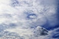 Stunning mixed cloud formation panorama on a deep blue summer sky Royalty Free Stock Photo