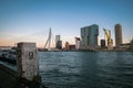 Skyline of Kop Van Zuid District with Erasmus bridge over river Maas in Rotterdam, The Netherlands. Royalty Free Stock Photo