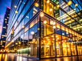 Stunning Modern Architecture in a Cityscape Soft Focus Bokeh Captures Architectural Detail and Urban Vibrancy