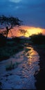 Stunning Monsoon Landscape: Photorealistic Silhouettes In 35mm Evening Glow