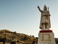 Stunning monument to Manco Capac in Huajsapata Hill viewpoint, Puno, Peru