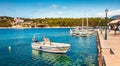 Stunning morning seascape of Ionian Sea.