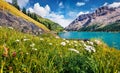 Stunning morning view of Fedaia lake. Colorful summer scene of Dolomiti Alps, Gran Poz location, Trentino-Alto Adige/Sudtirol regi