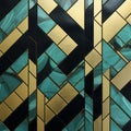 Luxurious Geometric Pattern In Black, Gold, And Teal