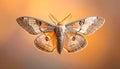 Stunning moth with intricate wing patterns glows against a warm, soft, ethereal gradient background Royalty Free Stock Photo