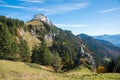 stunning mountain landscape Chiemgau Alps, view to Kampenwand summit Royalty Free Stock Photo