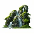 Detailed Character Design: Realistic Waterfall Drawing With Thick Grass