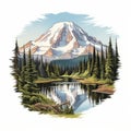 Detailed Mount Rainier Sticker - Classic Tattoo Style Illustration