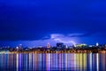 Stunning multiple lightning strikes over Voronezh city Royalty Free Stock Photo