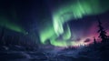 Captivating Aurora Lights Illuminate Frozen Tundra Landscape
