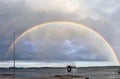 Stunning natural double rainbows plus supernumerary bows seen at a lake in northern germany Royalty Free Stock Photo