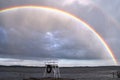 Stunning natural double rainbows plus supernumerary bows seen at a lake in northern germany Royalty Free Stock Photo