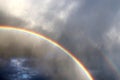 Stunning natural double rainbows plus supernumerary bows seen at a lake in northern germany Royalty Free Stock Photo