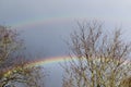 Stunning natural double rainbows plus supernumerary bows seen in northern germany Royalty Free Stock Photo
