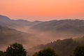 Stunning nature with misty landscape,Holbav village,Carpathians,Transylvania,Romania,Europe