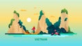 The stunning nature of Vietnam - modern colored vector illustration