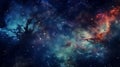 Stunning Nebula Background In Dark Turquoise And Red - 32k Uhd Royalty Free Stock Photo