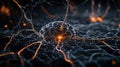 Stunning neural network visualization depicting a neuron connected by luminous pathways symbolizing brain connectivity and Royalty Free Stock Photo