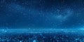 Stunning night sky filled with stars over a city skyline creating a mesmerizing cosmic view with sparkling stardust descending