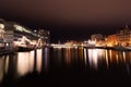 Stunning night skyline of Malmo, Sweden, illuminated by a myriad of golden lights