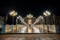 Scenic nighttime shot of the Ministry of Foreign Affairs and Financial Police in Skopje at night Royalty Free Stock Photo