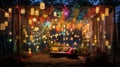 A stunning nighttime of a Sukkah, beautifully illuminated