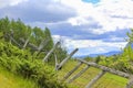 Stunning Norwegian landscape behind a broken fence in Hemsedal, Norway