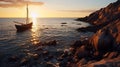 Stunning Norwegian Sunset: Sailboat On The Open Sea