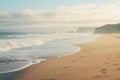 A Stunning Ocean and Sandy Beach Shot Capturing Nature\'s Serenity