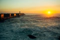 Stunning ocean sunset on the coast, while the surf. nature. Royalty Free Stock Photo