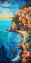 Romantic Seascape: Stunning Waterfall And Homes Along Amalfi Coast