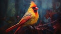 Unique Northern Cardinal Painting With Iridescent Oil Paint
