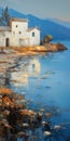 Romantic Seascape: A Detailed Oil Painting Of The Amalfi Coast In Italy