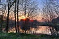 Stunning orange sunset on a landscape in northern germany