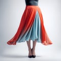 Stunning Orange And Turquoise Asymmetric Skirt For Fashion
