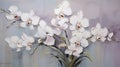 Stunning Orchid Art: White Orchids On Blue Background Painting