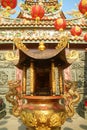 Golden Incense Burner in the Courtyard of Chinese Buddhist Temple Royalty Free Stock Photo