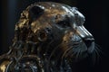 Stunning Otter Robot Head: Realistic 3D Detail with Cinematic Lighting and Dark Rococo Aesthetic